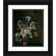 thumbnail image 1 of Cornelia van der Mijn 20x23 Black Ornate Framed Double Matted Museum Art Print Titled: Still Life with Flowers (1762), 1 of 5