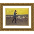 thumbnail image 1 of Cornelis Albert van Assendelft 18x14 Gold Ornate Wood Frame and Double Matted Museum Art Print Titled - Shepherd with Sheep (1900 - 1945), 1 of 4