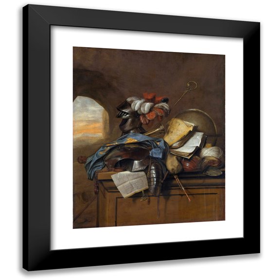 Cornelis Brisé 12x14 Black Modern Framed Museum Art Print Titled - Vanity Still Life (1665)