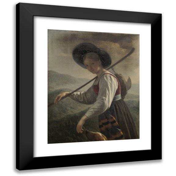 Cornelis Cels 12x14 Black Modern Framed Museum Art Print Titled - Swiss Peasant Woman (1820 - 1821)