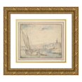 thumbnail image 1 of Cornelis Claesz. van Wieringen 17x15 Gold Ornate Wood Frame and Double Matted Museum Art Print Titled - Ships Near a Village, 1 of 4