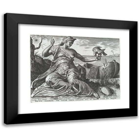 Cornelis Cort 24x19 Black Modern Framed Museum Art Print Titled - Emi (1561)