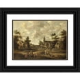 thumbnail image 1 of Cornelis Droochsloot 18x14 Black Ornate Wood Framed Double Matted Museum Art Print Titled - Village Street (1664), 1 of 5