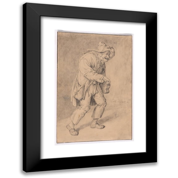 Cornelis Dusart 11x14 Black Modern Framed Museum Art Print Titled - Hurdy-Gurdy Player (1695)