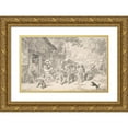 thumbnail image 1 of Cornelis Dusart 14x11 Gold Ornate Wood Frame and Double Matted Museum Art Print Titled - An Itinerant Peddler in a Village (1693), 1 of 4