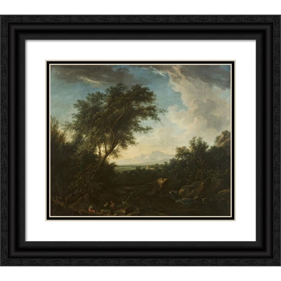 Cornelis Huysmans 23x20 Black Ornate Framed Double Matted Museum Art Print Titled: Landscape