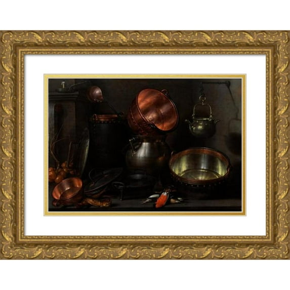 Cornelis Jacobsz. Delff 18x14 Gold Ornate Wood Frame and Double Matted Museum Art Print Titled - Allegory of the Four Elements (C. 1600)