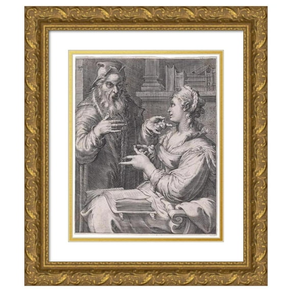 Cornelis Jacobsz Drebbel 20x24 Gold Ornate Framed and Double Matted Museum Art Print Titled - Philosophy (C. 1597)