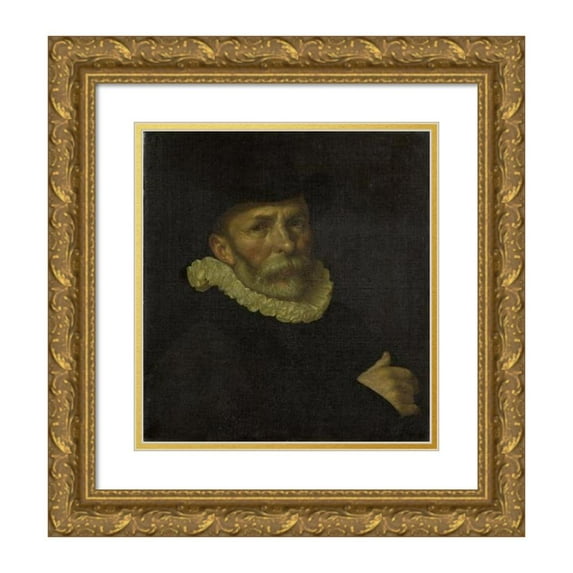 Cornelis Ketel 20x22 Gold Ornate Framed and Double Matted Museum Art Print Titled - Dirck Barendsz (1534-92), Painter (1590)