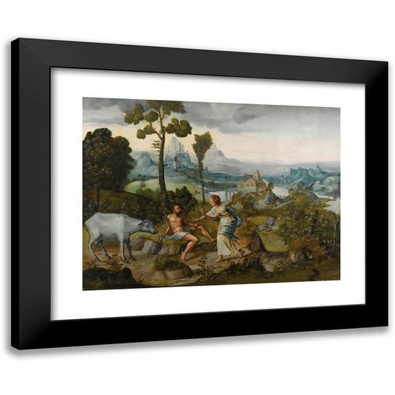Cornelis Massijs 18x14 Black Modern Framed Museum Art Print Titled - Landscape with Juno and Argus