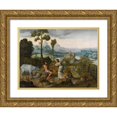 thumbnail image 1 of Cornelis Massijs 24x19 Gold Ornate Framed and Double Matted Museum Art Print Titled - Landscape with Juno and Argus, 1 of 4