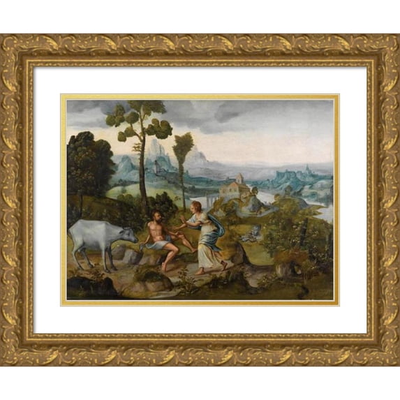 Cornelis Massijs 24x19 Gold Ornate Framed and Double Matted Museum Art Print Titled - Landscape with Juno and Argus
