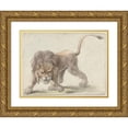 thumbnail image 1 of Cornelis Saftleven 18x15 Gold Ornate Wood Frame and Double Matted Museum Art Print Titled - Lion (C. 1626), 1 of 4