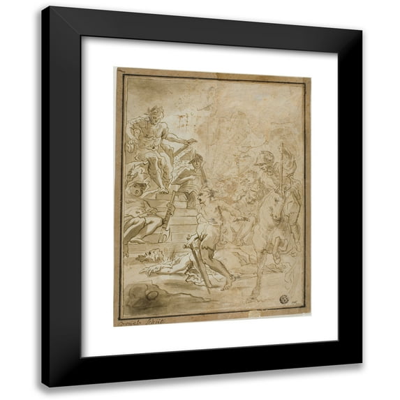 Cornelis Schut 11x14 Black Modern Framed Museum Art Print Titled - Beheading of Male Saint in Presence of Roman Ruler