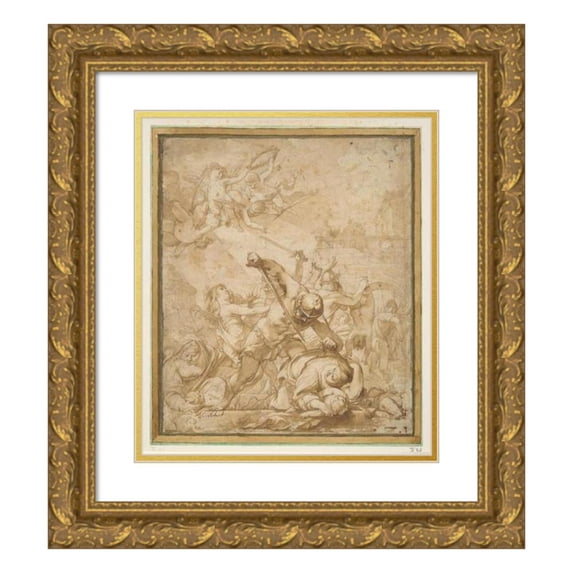 Cornelis Schut 12x14 Gold Ornate Wood Frame and Double Matted Museum Art Print Titled - Massacre of The Innocents