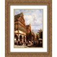 thumbnail image 1 of Cornelis Springer 2x Matted 20x24 Gold Ornate Framed Art Print 'Cityhall Paderborn', 1 of 2