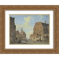 thumbnail image 1 of Cornelis Springer 2x Matted 24x20 Gold Ornate Framed Art Print 'View of the old town hall in Arnhem, with fantasy elements', 1 of 2