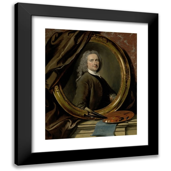 Cornelis Troost 12x14 Black Modern Framed Museum Art Print Titled - Self-Portrait (1739)