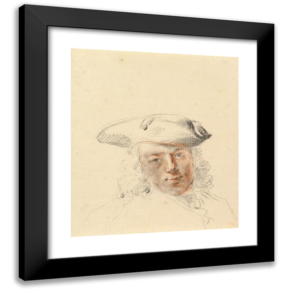 Cornelis Troost 20x22 Black Modern Framed Museum Art Print Titled - Portrait of a Young Man (Early 18th-Mid 18th Century)