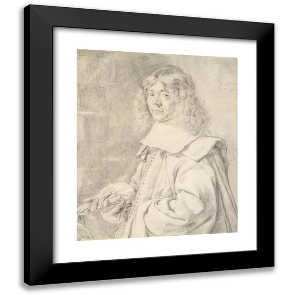 Cornelis Visscher 12x14 Black Modern Framed Museum Art Print Titled - Portrait of a Young Man (17th Century)