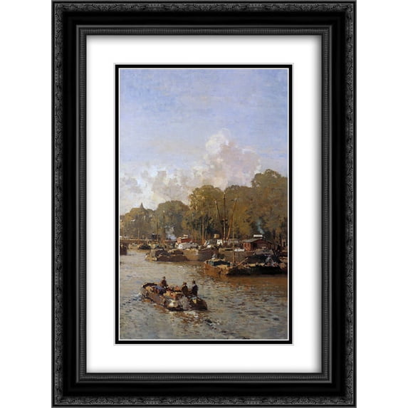 Cornelis Vreedenburgh 2x Matted 20x24 Black Ornate Framed Art Print 'View on the Amstel '