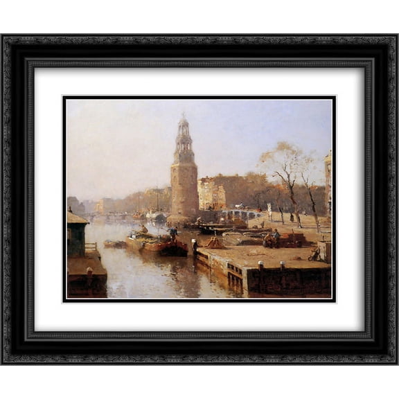 Cornelis Vreedenburgh 2x Matted 24x20 Black Ornate Framed Art Print 'The Montelbaanstoren'