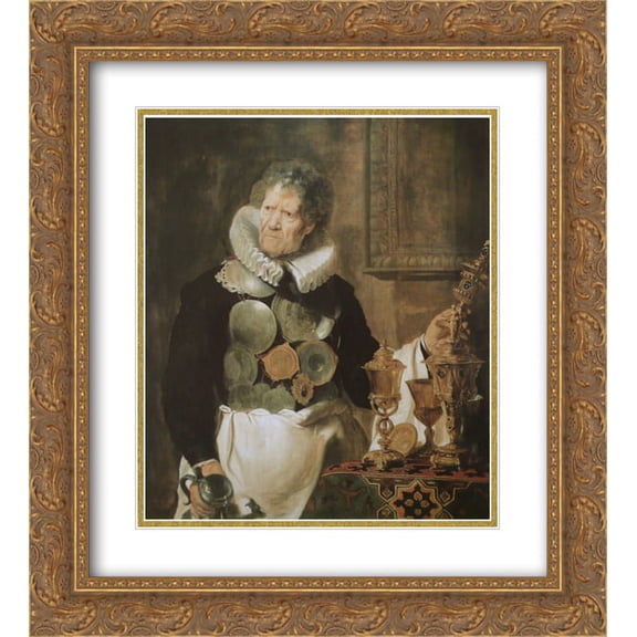 Cornelis de Vos 2x Matted 20x22 Gold Ornate Framed Art Print 'Portrait of Abraham Grapheus'