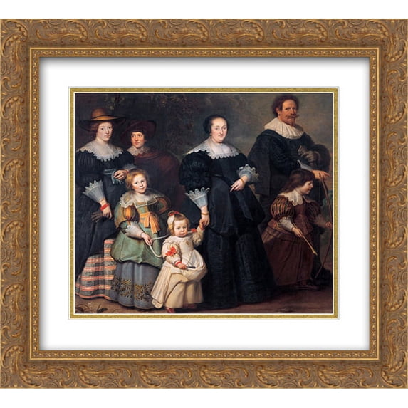Cornelis de Vos 2x Matted 22x20 Gold Ornate Framed Art Print 'Self-portrait of the Artist with his Wife Suzanne Cock and their Children'