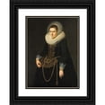 thumbnail image 1 of Cornelis van der Voort 11x14 Black Ornate Wood Framed Double Matted Museum Art Print Titled: Portrait of a 22-Year-Old Woman (1622), 1 of 5