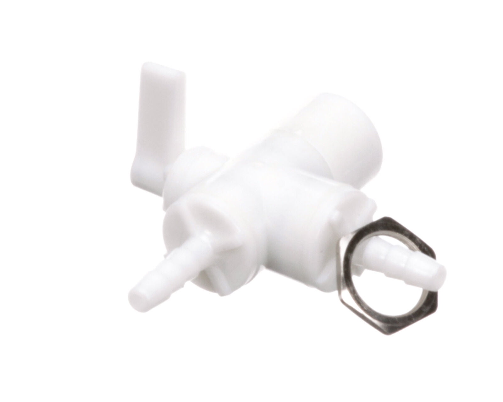 White Plastic 3-Way Shut-Off Valve for Beverage Dispensing