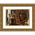 thumbnail image 1 of Cornelius Norbertus Gijsbrechts 18x13 Gold Ornate Wood Frame and Double Matted Museum Art Print Titled - Trompe L’Oeil. a Cabinet in the Artist's Studio (1670 - 1671), 1 of 4