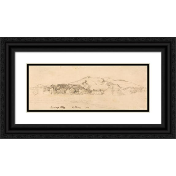 Cornelius Varley 18x9 Black Ornate Wood Framed Double Matted Museum Art Print Titled - Muckross Abbey, Killarney (1808)