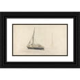 thumbnail image 1 of Cornelius Varley 24x15 Black Ornate Framed Double Matted Museum Art Print Titled: A Sailing Barge Being Loaded with Hay (1827), 1 of 5