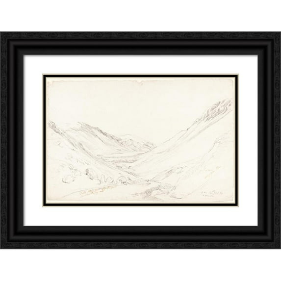 Cornelius Varley 24x17 Black Ornate Framed Double Matted Museum Art Print Titled: Tally Lake from Lake Trigrain (1803)