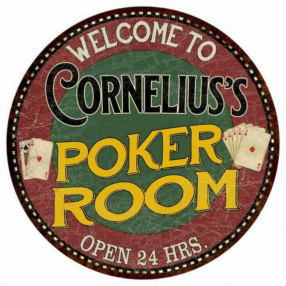 Cornelius's Poker Room 12" Round Metal Sign Kitchen Bar Wall Décor 200120034491