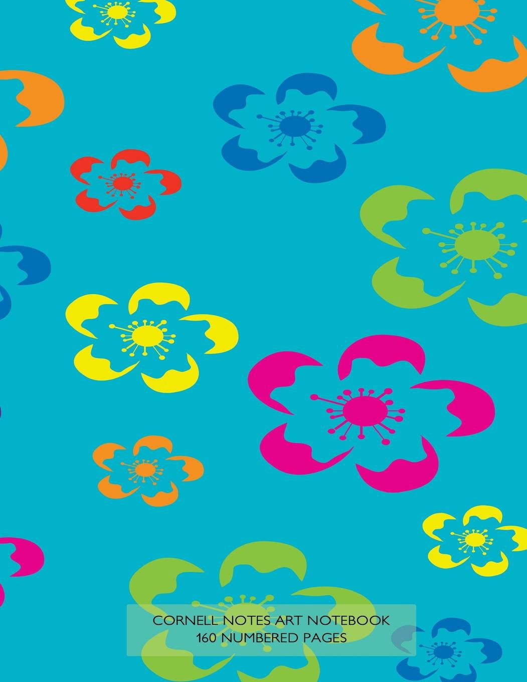 Cornell Notes Art Notebook 160 Numbered Pages: Notebook for Cornell Notes with Blue Floral Cover - 8.5x11 Ideal for Studying, Includes Guide to Effect
