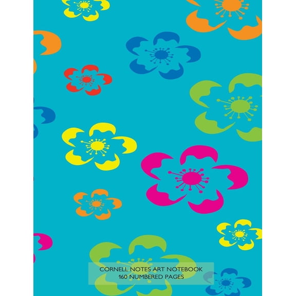 Cornell Notes Art Notebook 160 Numbered Pages: Notebook for Cornell Notes with Blue Floral Cover - 8.5x11 Ideal for Studying, Includes Guide to Effect