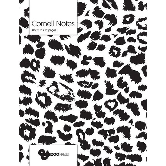 Cornell Notes : B&W Cheetah Pattern Cover - Best Note Taking System for Students, Writers, Conferences. Cornell Notes Notebook. Large 8.5 x 11, 120 Pages. College Note Taking Paper, School Supplies. (Paperback)
