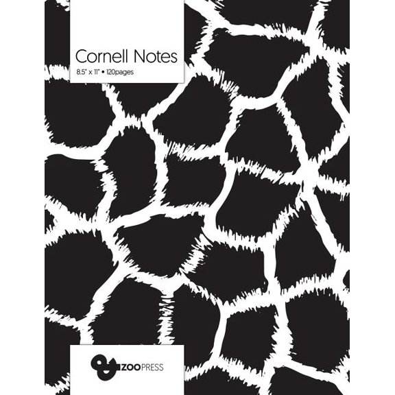 Cornell Notes : B&W Giraffe Pattern Cover - Best Note Taking System for Students, Writers, Conferences. Cornell Notes Notebook. Large 8.5 x 11, 120 Pages. College Note Taking Paper, School Supplies. (Paperback)