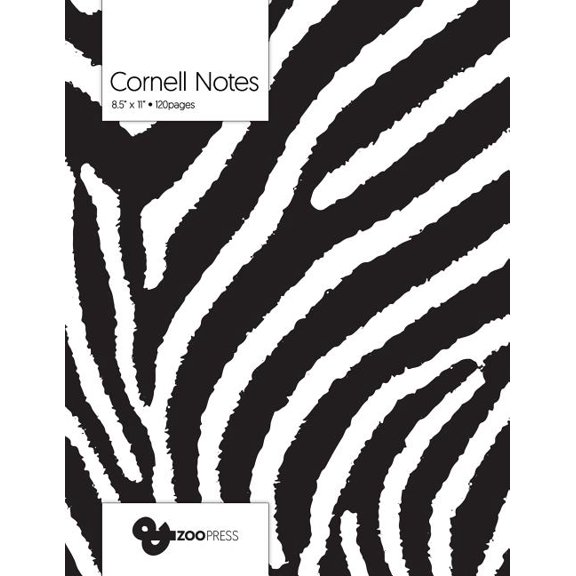Cornell Notes : B&W Zebra Pattern Cover - Best Note Taking System for Students, Writers, Conferences. Cornell Notes Notebook. Large 8.5 x 11, 120 Pages. College Note Taking Paper, School Supplies. (Paperback)