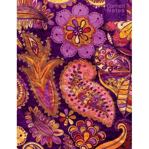 Cornell Notes: Large Student Cornell Note Taking System 120 Pages Purple Paisley, (Paperback)