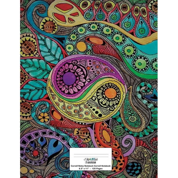 Cornell Notes Notebook: 8.5x11 120 page, Cornell Notebook: Yin Yang Paisley Cover (Paperback)