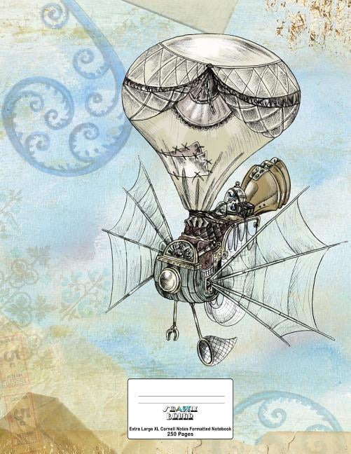 Cornell Notes XL Notebook: 8.5x11, 250 page, Extra Large Cornell Notebook: Steampunk Balloon Cover Design (Paperback)