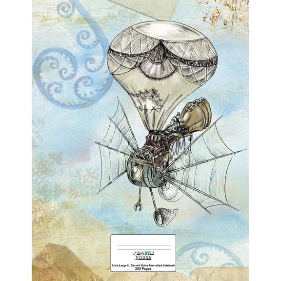 Cornell Notes XL Notebook: 8.5x11, 250 page, Extra Large Cornell Notebook: Steampunk Balloon Cover Design (Paperback)