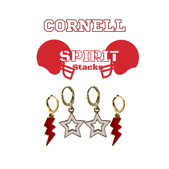 Cornell Spirit Earring Stack For Big Red Game Day red | white