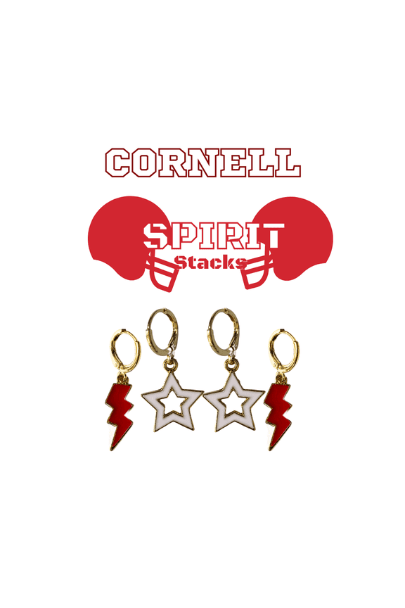 Cornell Spirit Earring Stack For Big Red Game Day red | white