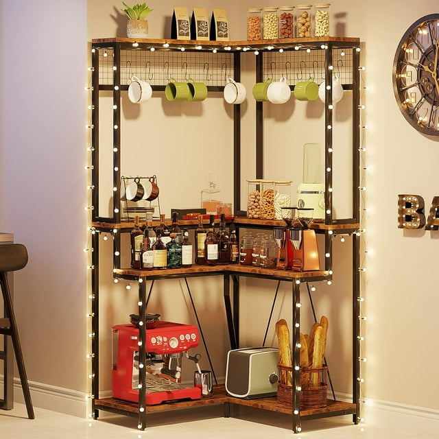 Corner Baker’s Rack for Kitchen, Kitchen Storage Rack with 15 Hanging