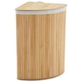 thumbnail image 1 of Corner Bamboo Laundry Hamper with Lid and Removable Liner Corner Bamboo Laundry Basket with Handle Washing Clothes Basket Storage Bin for Bedroom Bathroom, 1 of 8