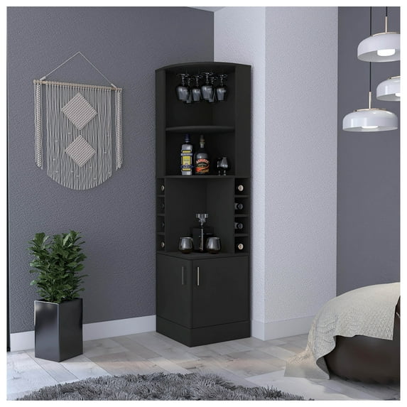 Corner Bar Cabinet, Double Door Cabinet, Glass Rack, Eight Built-in ...