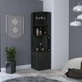 thumbnail image 1 of Corner Bar Cabinet with Double Doors & Wine Rack, Black Home Bar Storage Cabinet with Glass Shelf, 8-Bottle Built-In Wine Rack for Kitchen, Dining Room, Or Living Room, 1 of 7